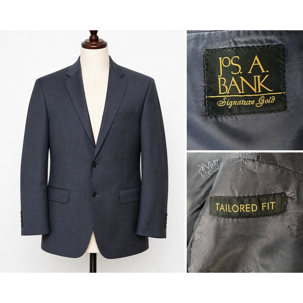 Jos. A. Bank Signature Gold Wool Blazer Two Button Gray Mens Size 40R‎